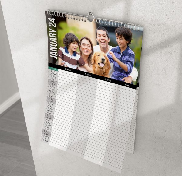 A3 Personalised Family Calendar 4 Column