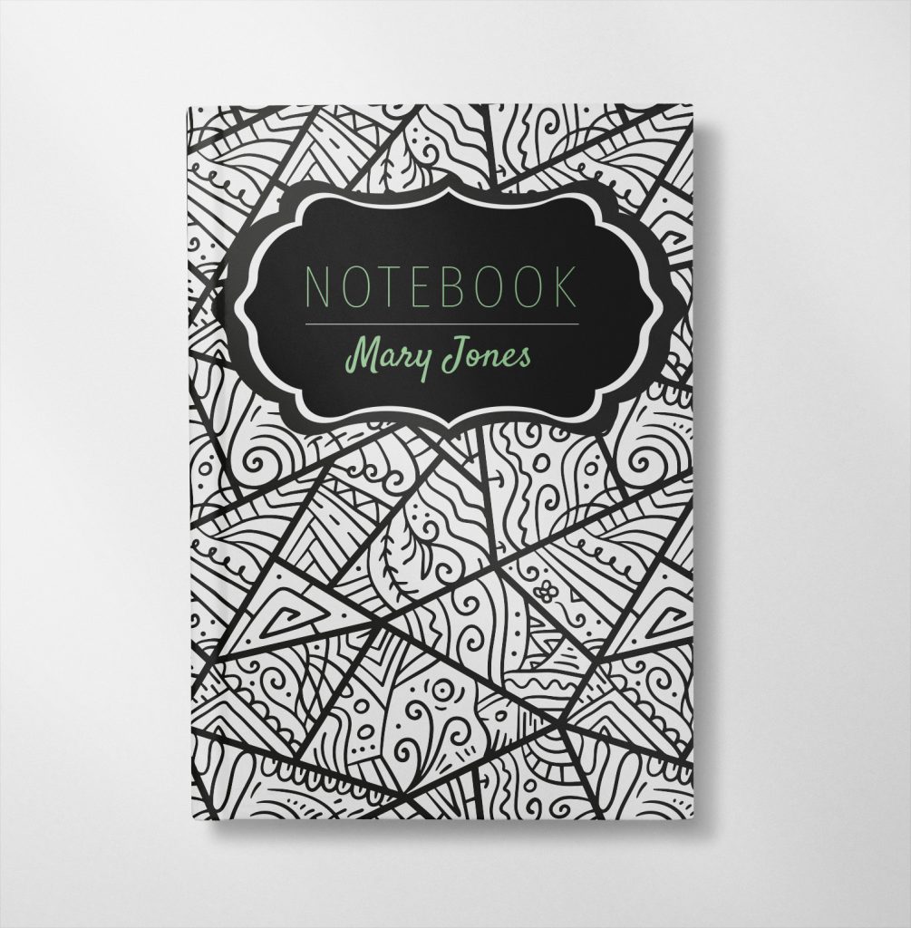 personalised Black and White Doodle design notebook