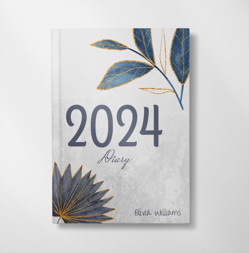 Blue Floral Leaves Diary