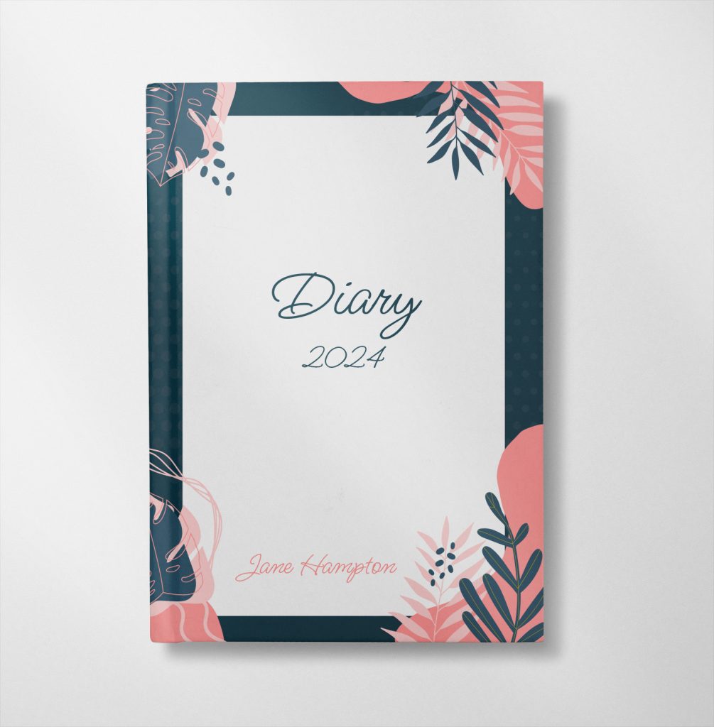 personalised Blue & Pink Abstract design diary