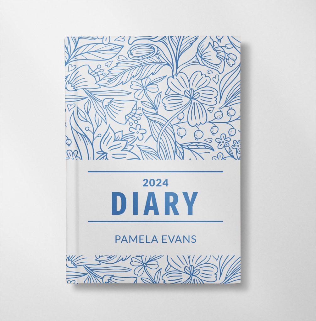 personalised Blue floral illustration design diary