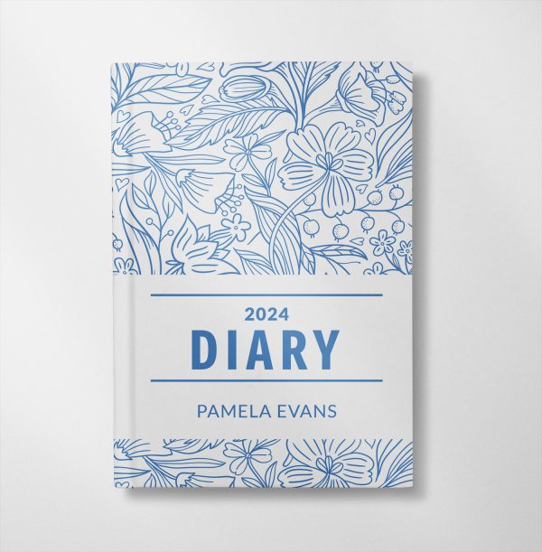 personalised Blue floral illustration design diary