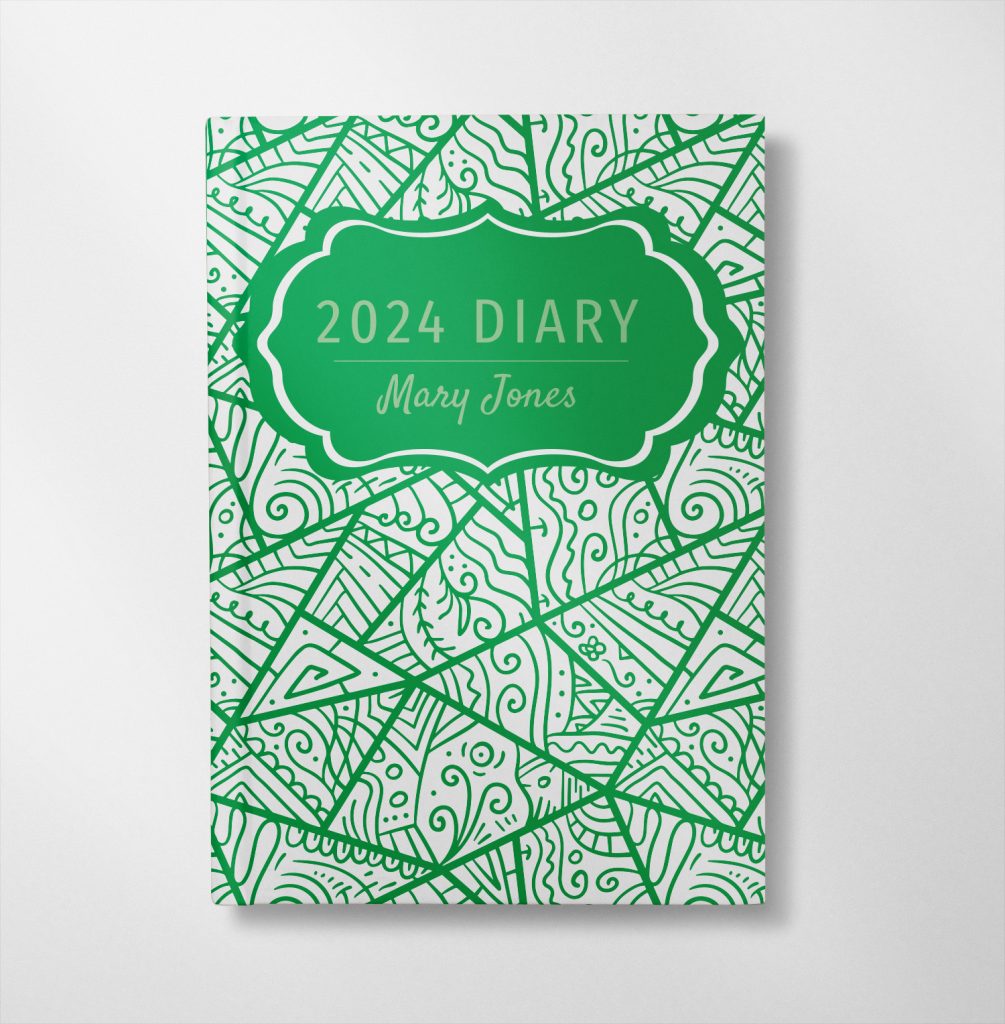 personalised Green Doodle design diary