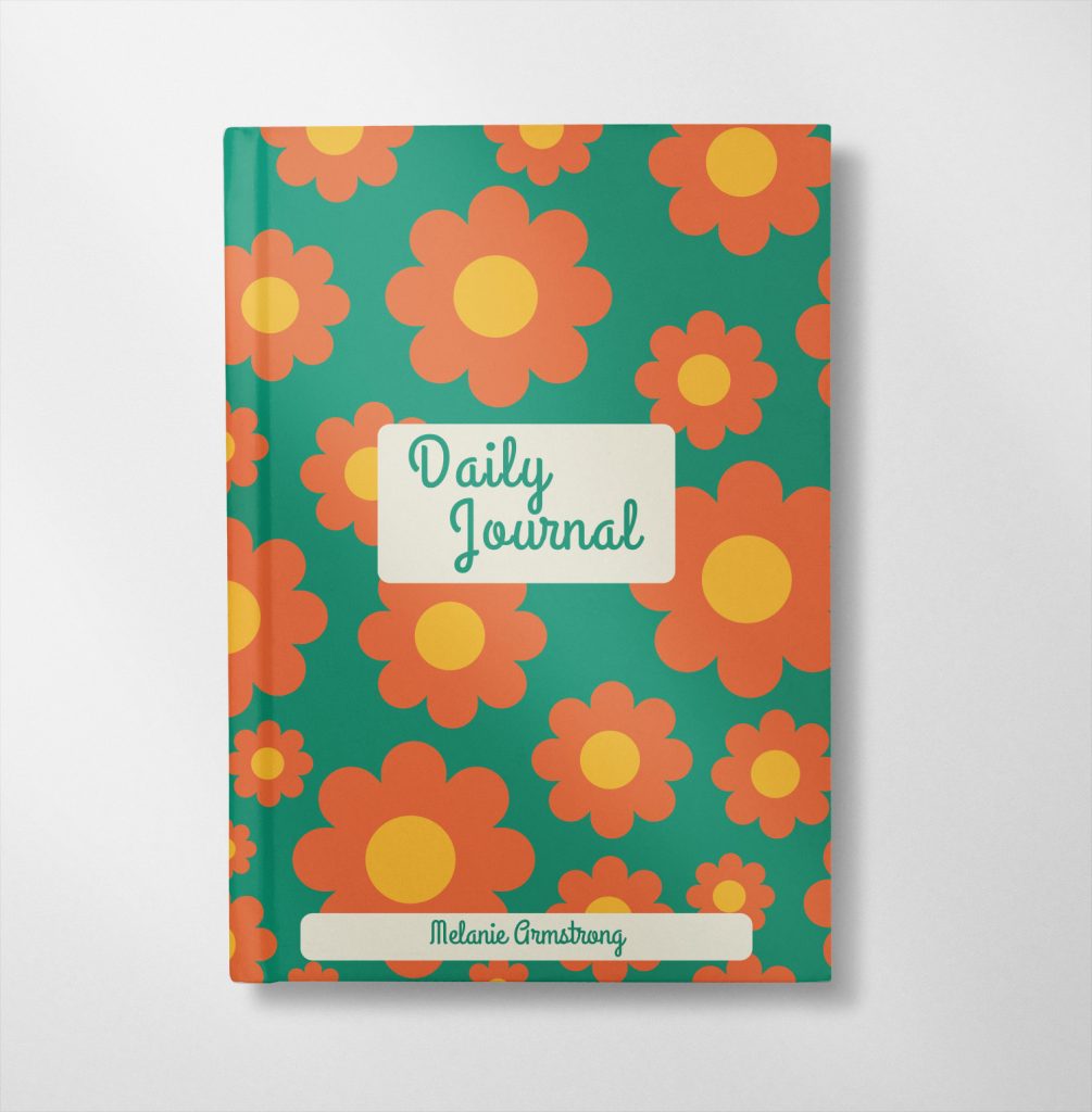personalised Green & orange flowers design notebook