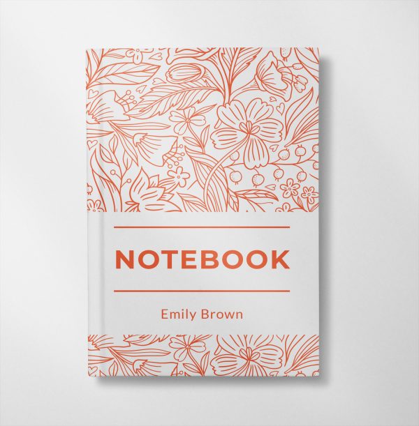 personalised Orange floral illustration design notebook