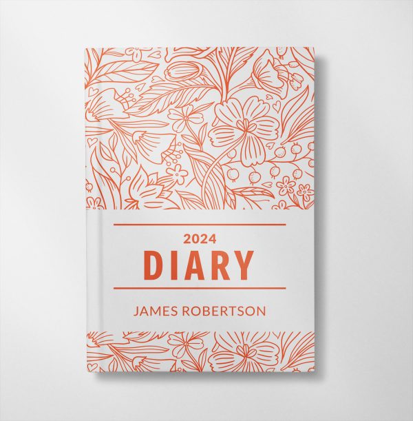 personalised Orange floral illustration design diary
