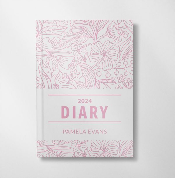 personalised PInk floral illustration design diary
