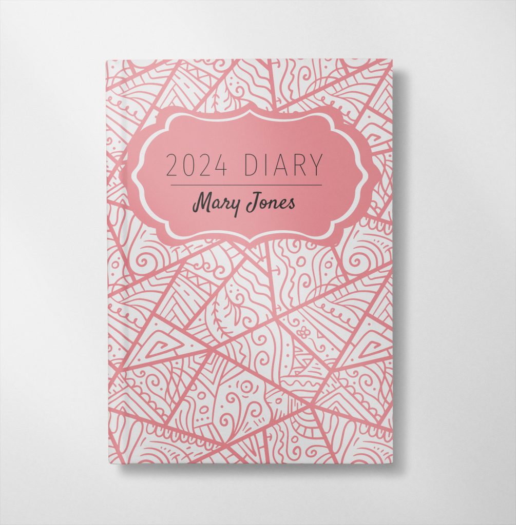 personalised Pink Doodle design diary
