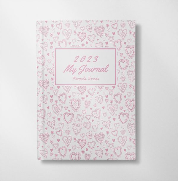 personalised Pink Hearts design notebook