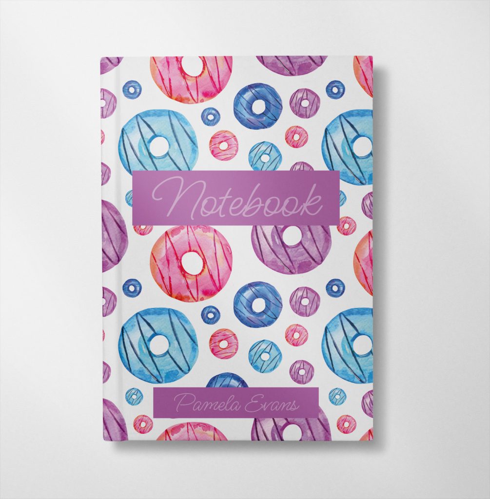 personalised Purple donut design notebook