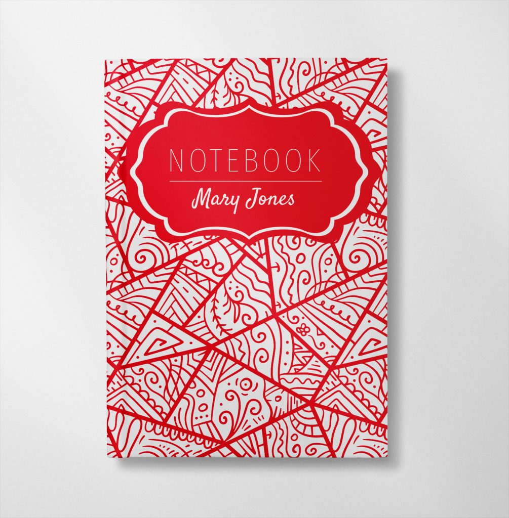 personalised Red doodle design notebook