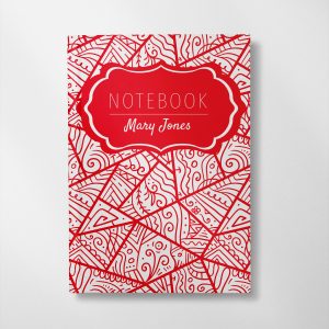 personalised Red doodle design notebook