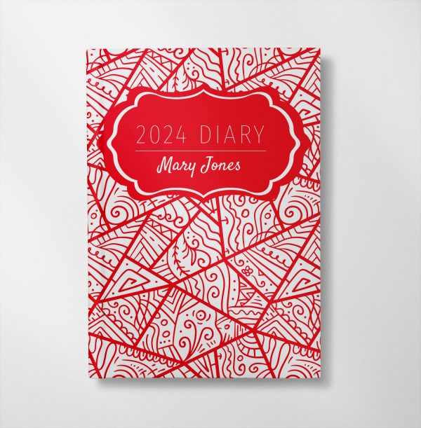 personalised Red doodle design diary