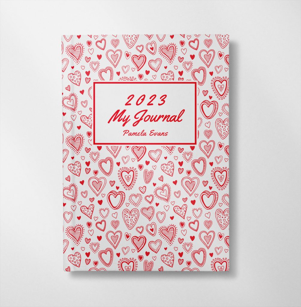 personalised Red Hearts design notebook