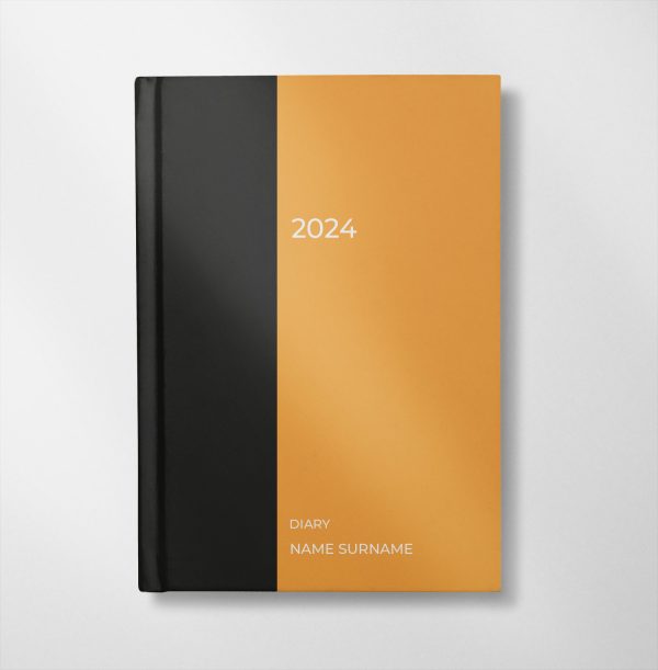 personalised blue and orange design diary