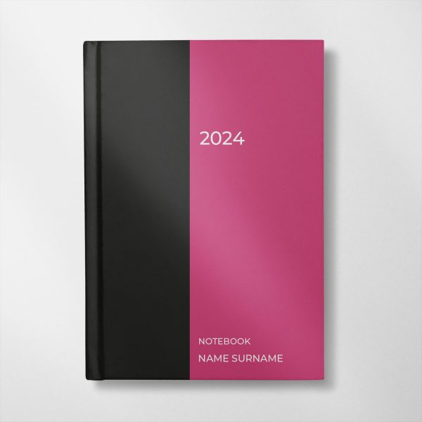 personalised black and pink colour design notebook