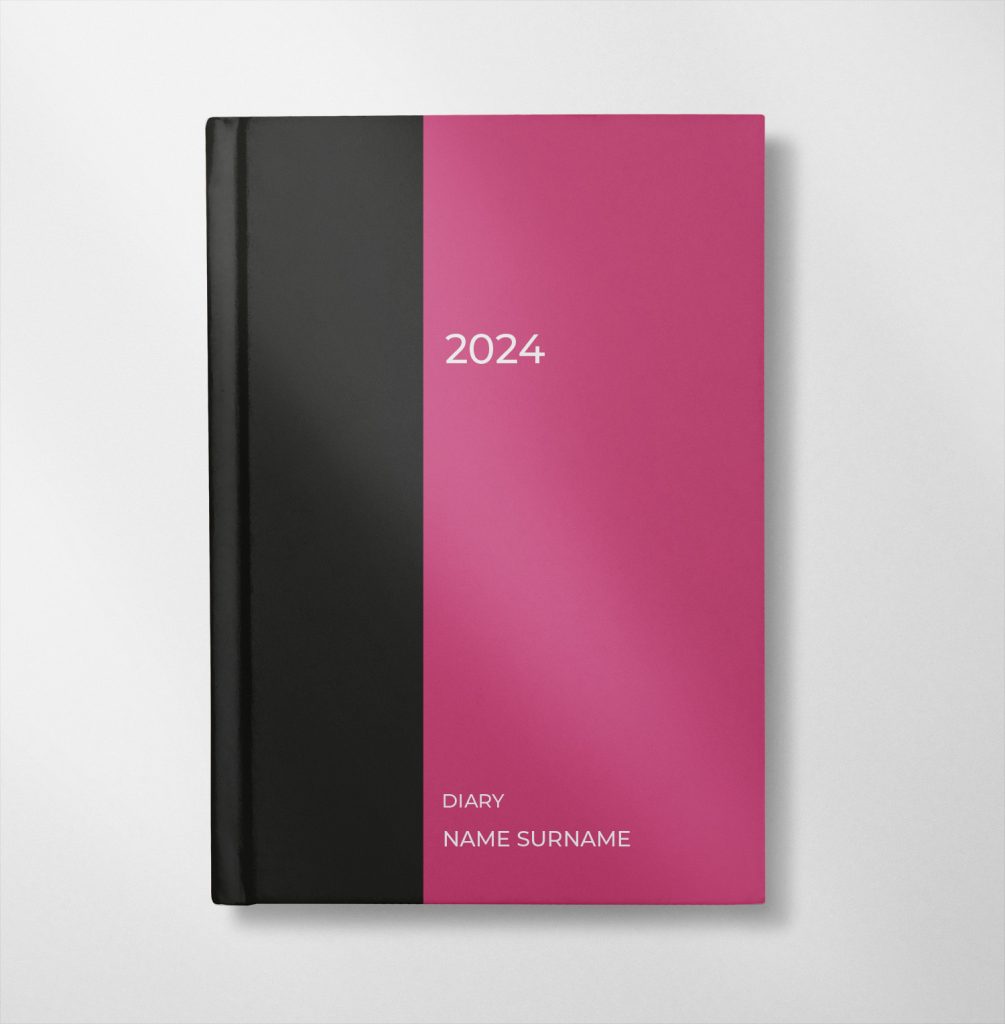 personalised blue and pink design diary