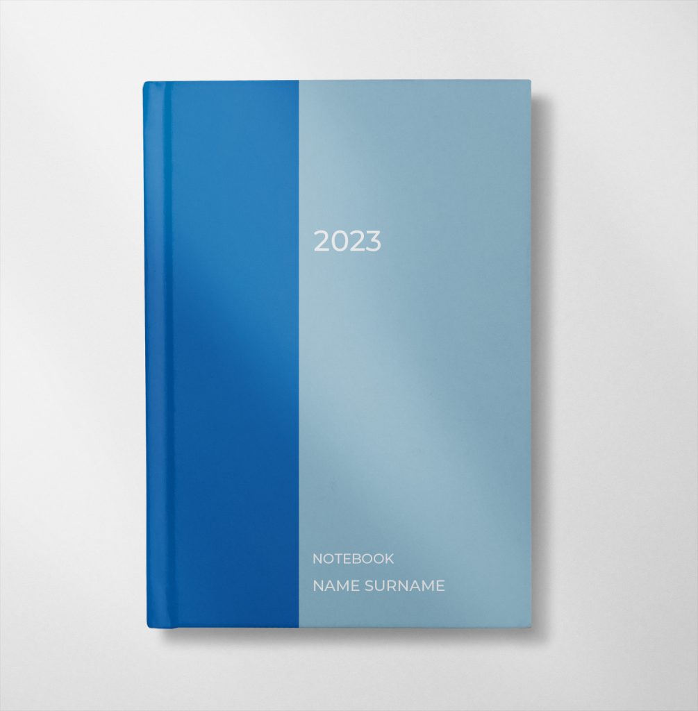 personalised blue and aquamarine colour design notebook