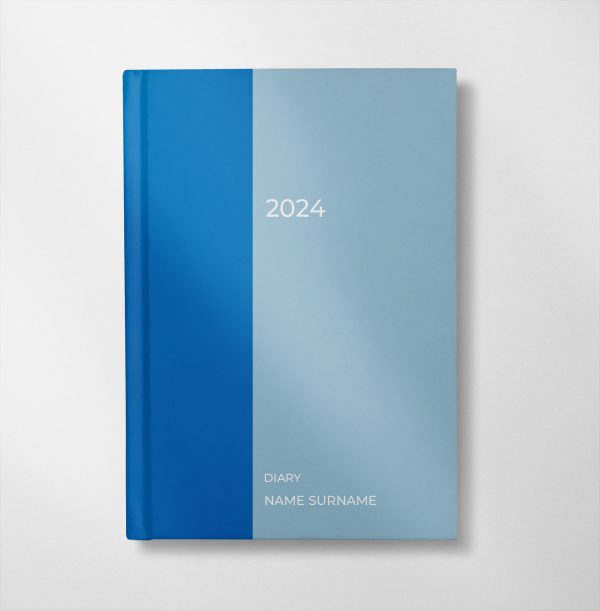 personalised blue and aquamarine colour design diary