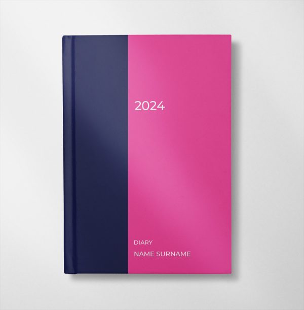 personalised blue and candy colour design diary