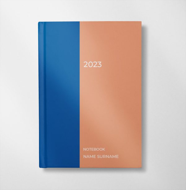 personalised blue and peach colour design notebook