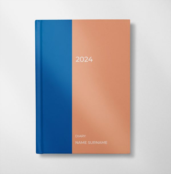personalised blue and peach colour design diary
