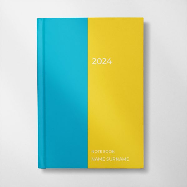 personalised blue and yellow colour design notebook