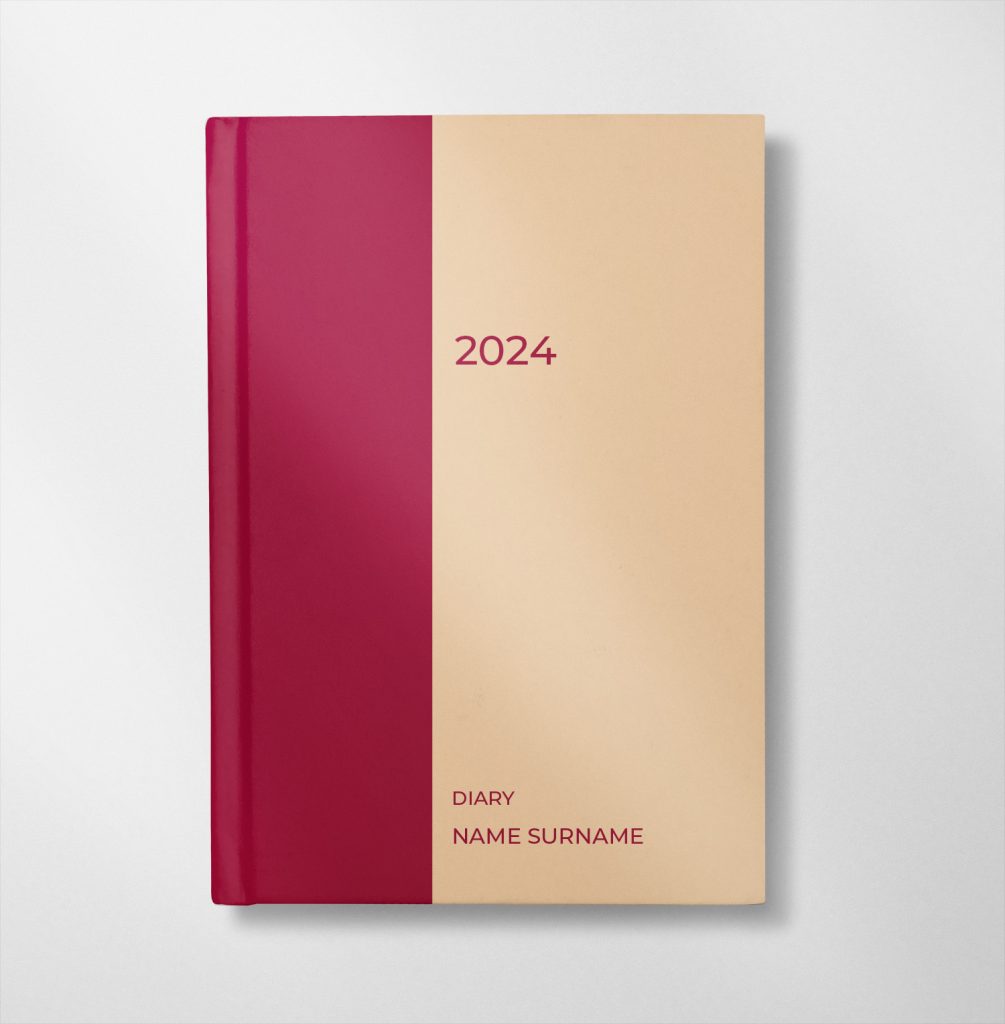 personalised cream and burgundy design diary
