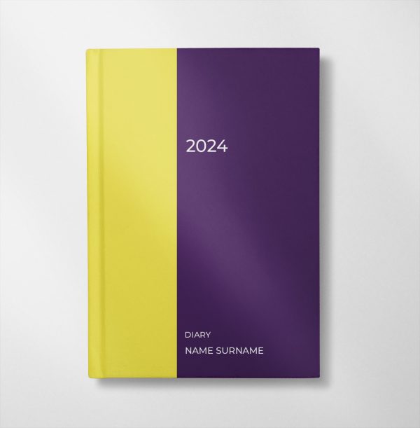 personalised lemon and purple design diary
