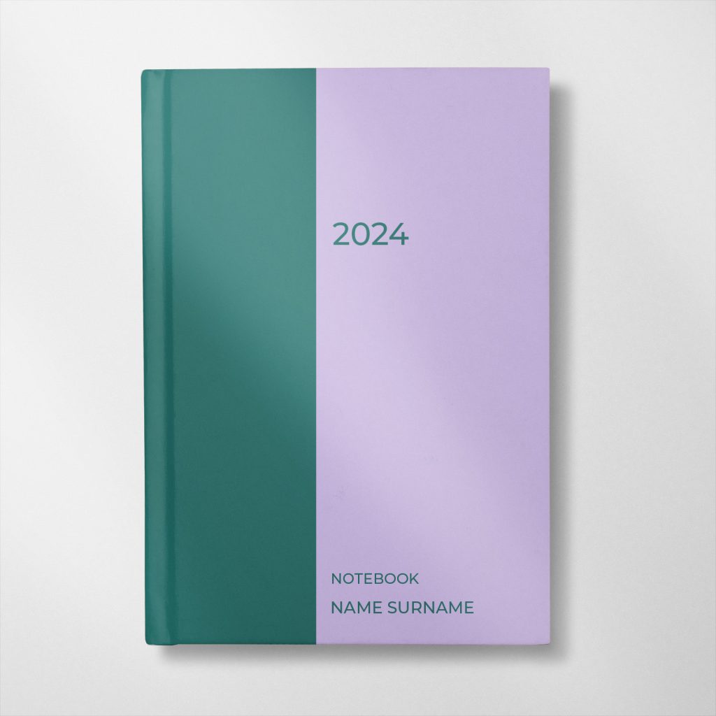 personalised lilac and green colour design notebook
