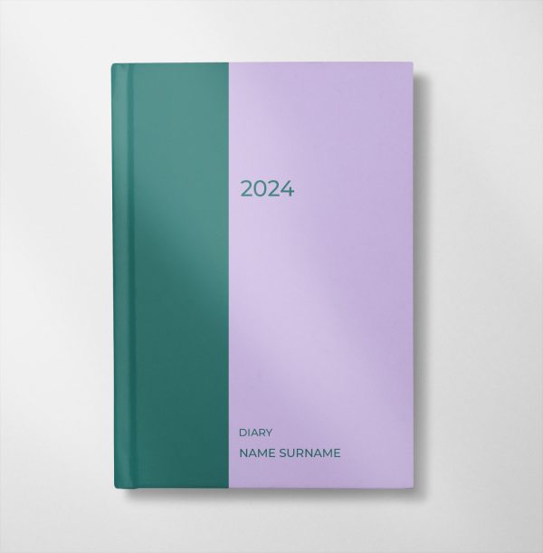 personalised green and lilac colour design diary