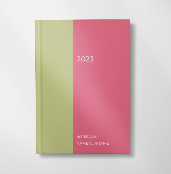 personalised pale green and bubblegum colour design notebook