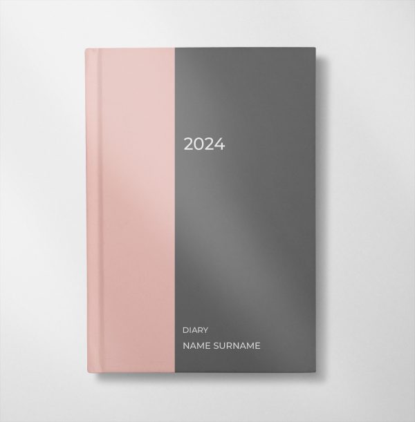 personalised pink and grey design diary