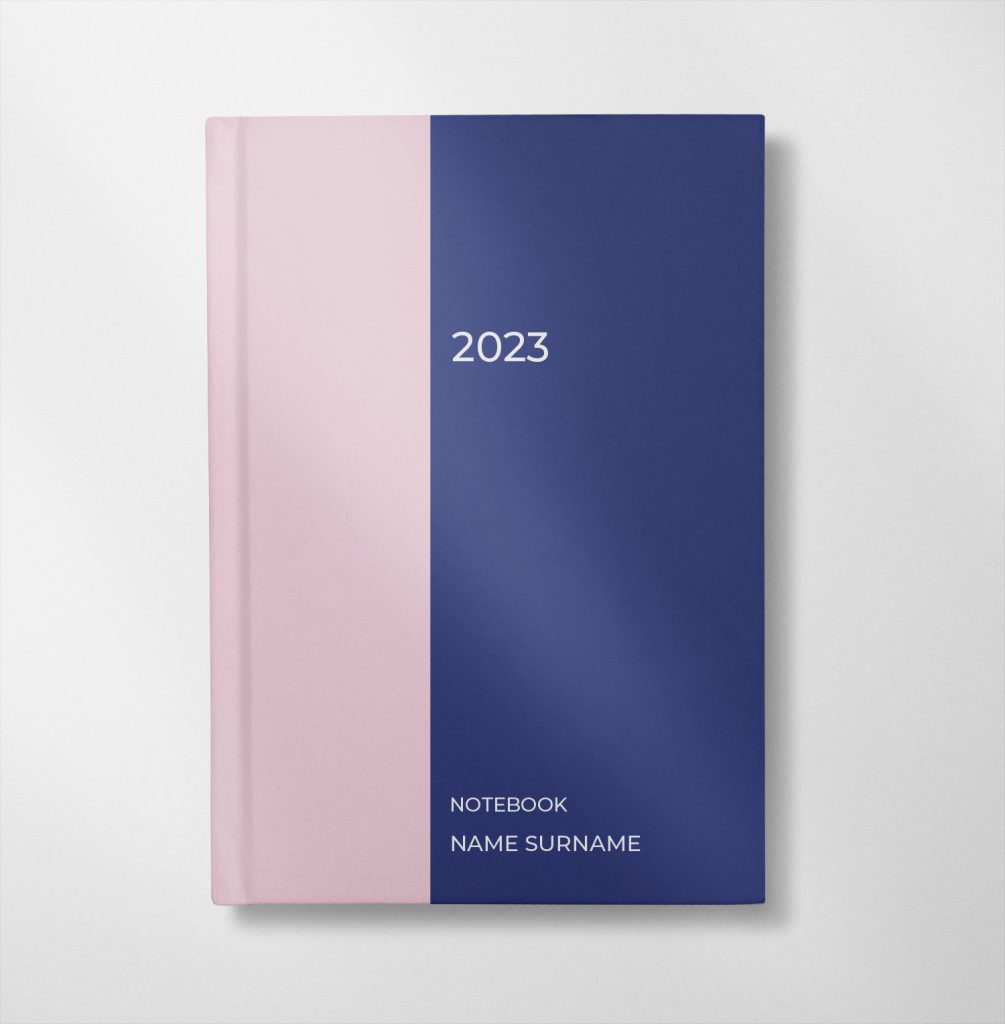 personalised pink and navy blue colour design notebook