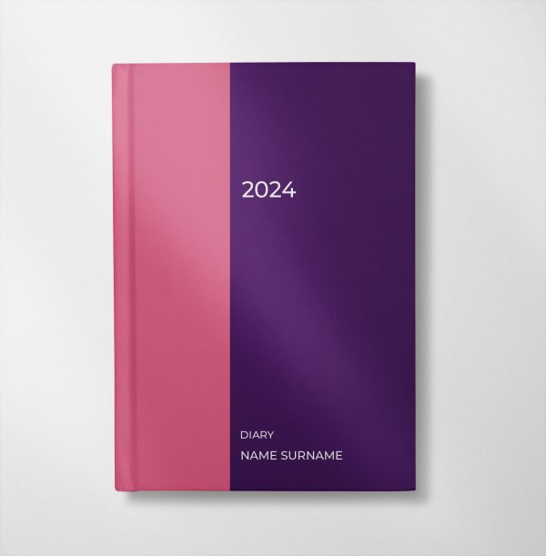 personalised pink and purple design diary