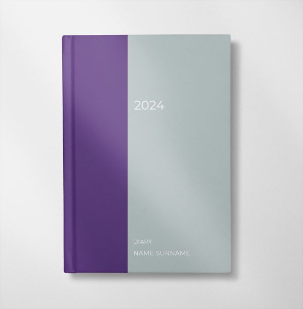 personalised purple and ice white colour design diary