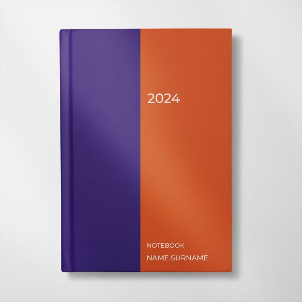 personalised purple and orange colour design diary