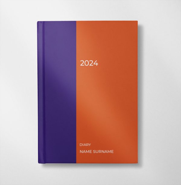personalised purple and orange design diary