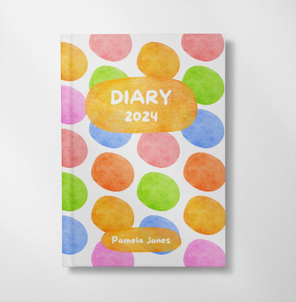 personalised Watercolour dots design diary