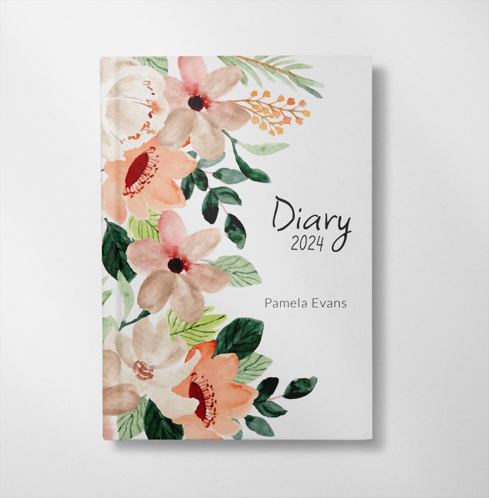 personalised Watercolour floral design diary