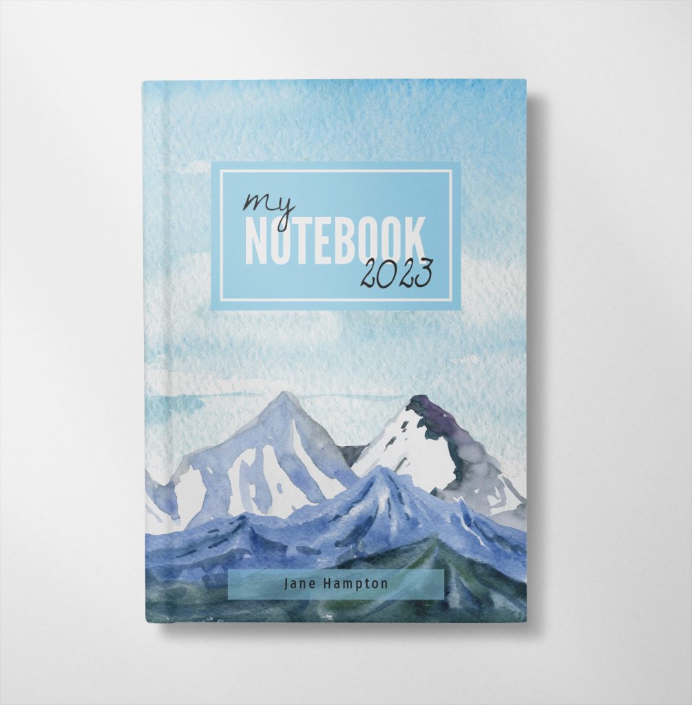 Personalised Watercolour Mountains design Notebook