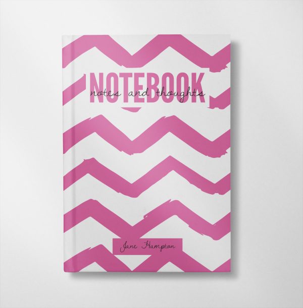 personalised Wavy Lines Notebook cover - PINK design notebook