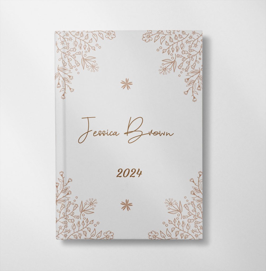 Personalised floral brown design notebook