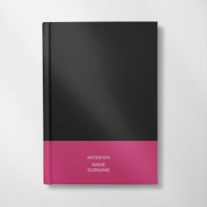 personalised black and pink colour design notebook