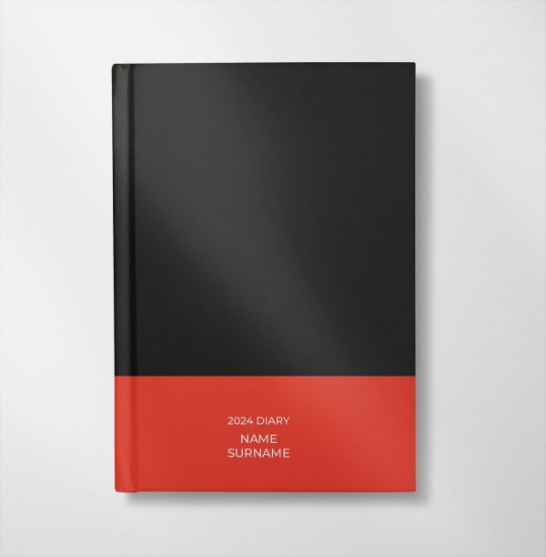 personalised black and tomato red colour design diary