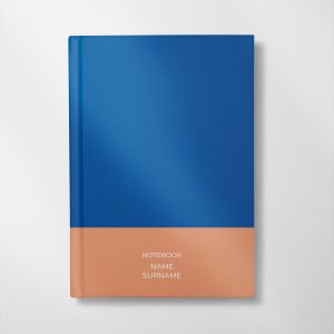 personalised blue and peach colour design notebook