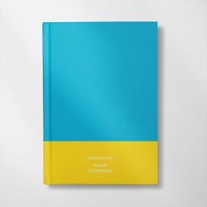 personalised blue and yellow colour design notebook