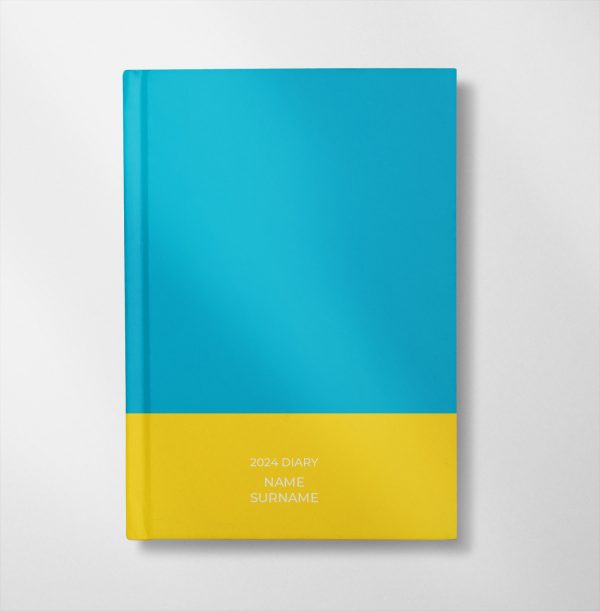 personalised blue and yellow colour design diary