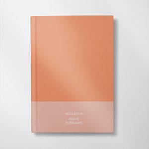 personalised cantaloupe and blush colour design notebook