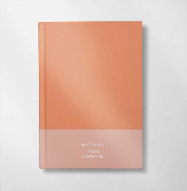 personalised cantaloupe and blush colour design notebook